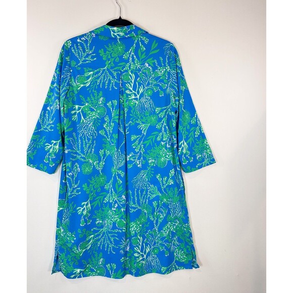 Lilly Pulitzer Dress Blue Pilar UPF 50+ Tunic Mini Floral V Neck A Line Small - Picture 9 of 12